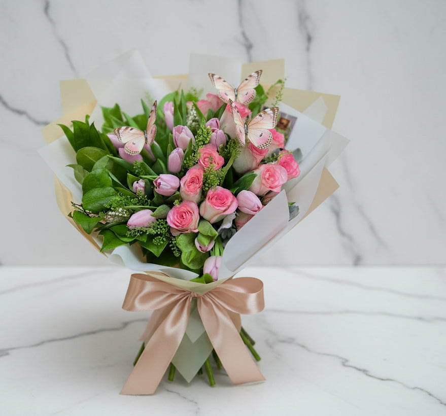 鬱金香玫瑰花束 flo.10（歐洲明信片免費贈送 💌）