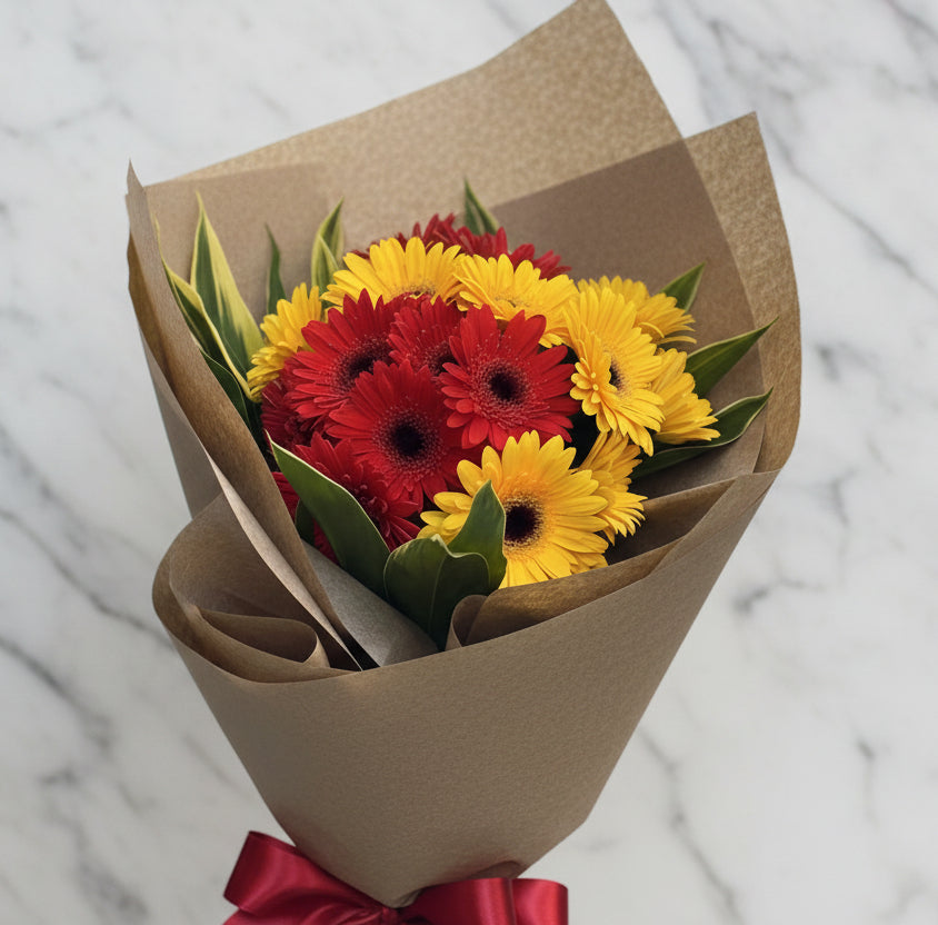 (紅色) 精緻非洲菊花束 flo.38（歐洲明信片免費贈送 💌）