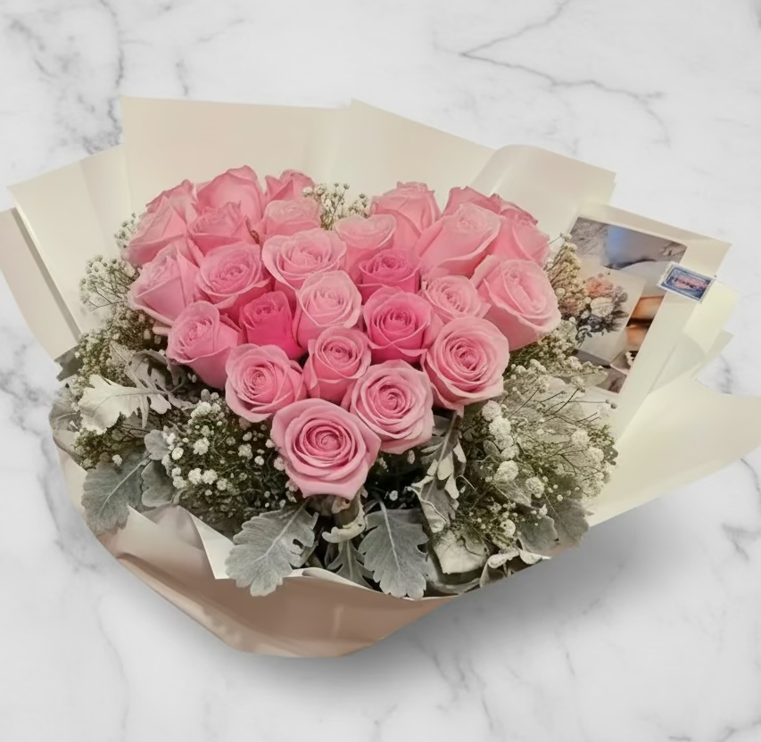 經典粉紅玫瑰花束 flo.34 （歐洲明信片免費贈送 💌）