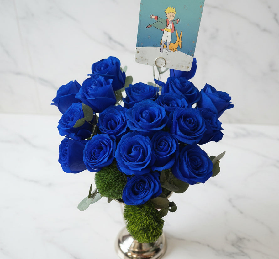 深藍色心形玫瑰花瓶 vase.5（歐洲明信片免費贈送 💌）