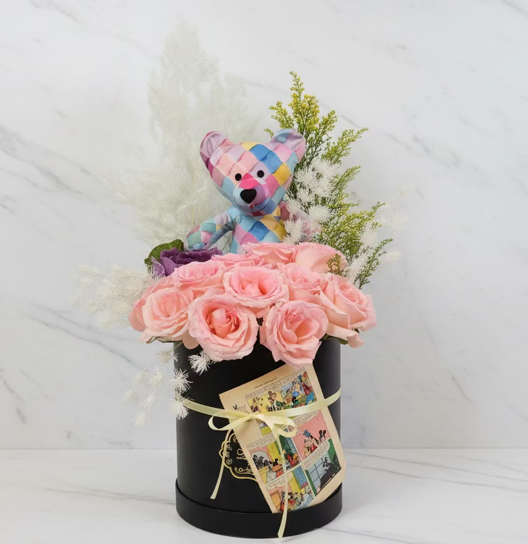 巴特小熊玫瑰花盒 box.41（歐洲明信片免費贈送 💌）