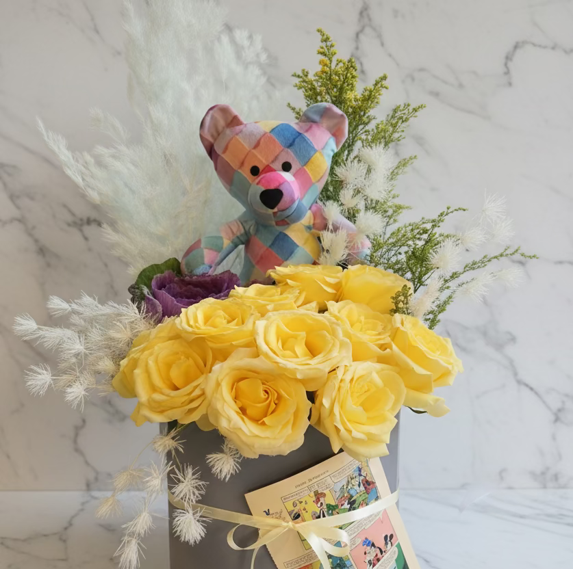 巴特小熊玫瑰花盒 box.41（歐洲明信片免費贈送 💌）