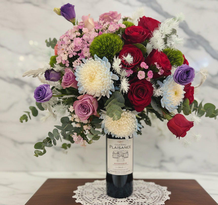 歐洲法國紅酒插花禮品flo.906（歐洲明信片免費贈送 💌）