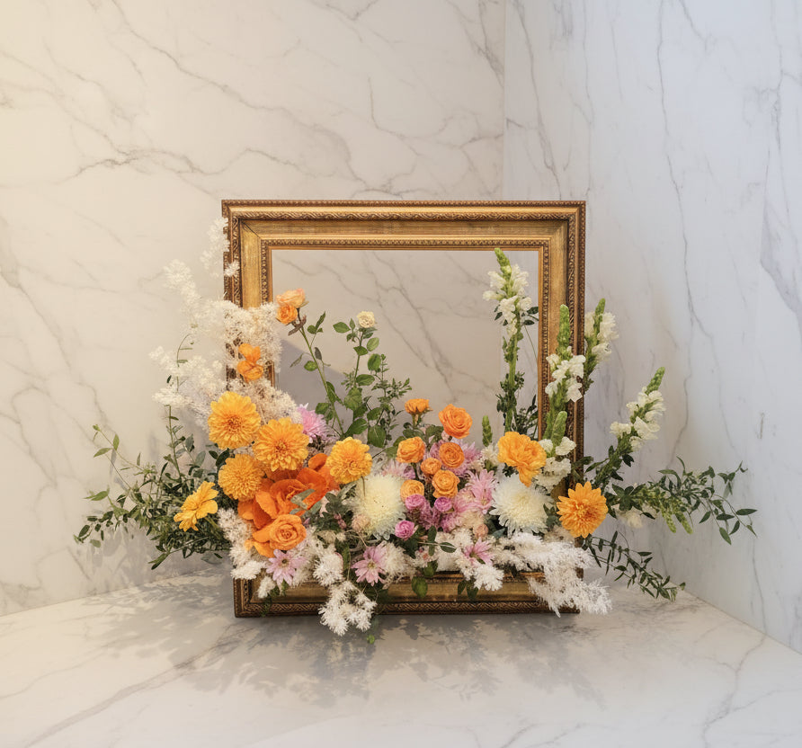 （橙色）歐洲畫架插花禮品 flo.908（歐洲明信片免費贈送 💌）